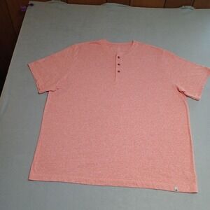 Ocean Coast Mens XXL Henley Shirt Short Sleeve Heather Coral Pink Casual Tee